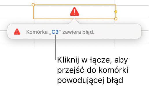 Łącze do komórki z błędem.
