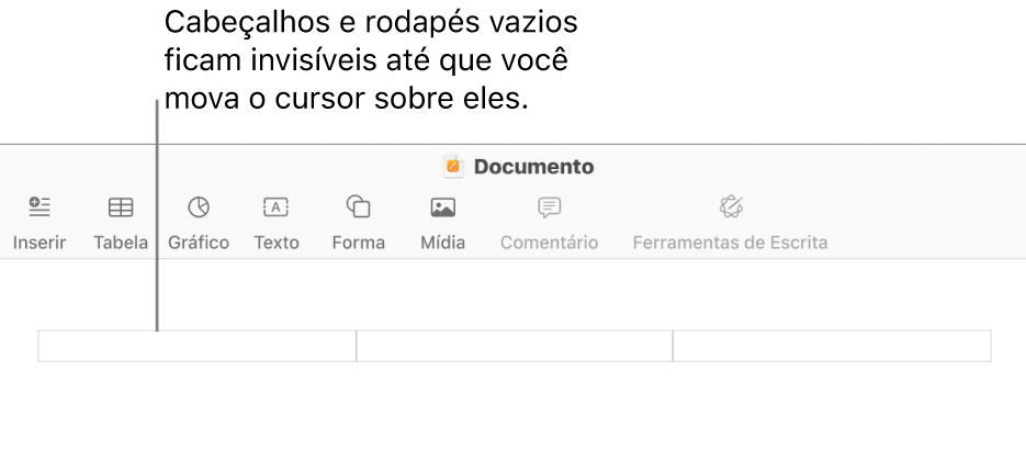 Três campos de cabeçalho acima do título de um documento.