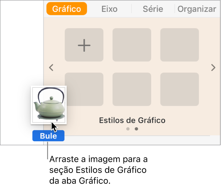 Arrastando uma imagem para a seção “Estilos de Gráfico” da barra lateral para criar um novo estilo.