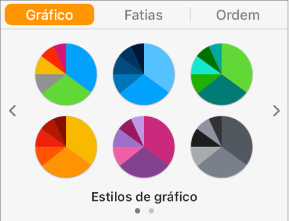Estilos de gráfico no separador "Gráfico” da barra lateral "Formatação”.