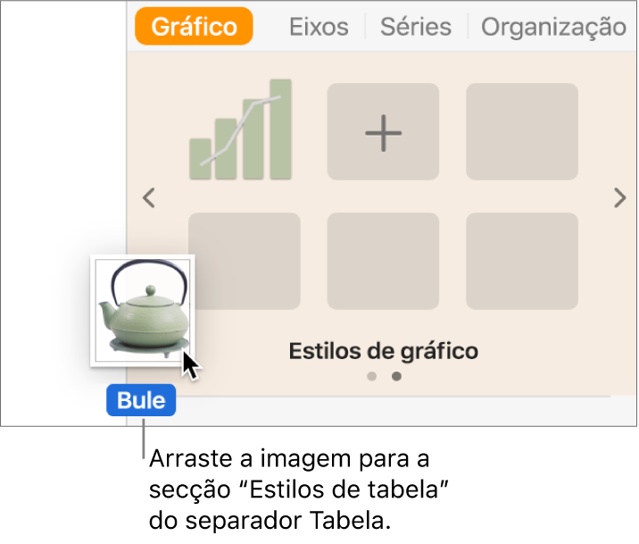 Arrastar uma imagem para o painel de estilos de tabela para criar um novo estilo.