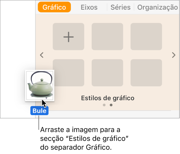 Arrastar uma imagem para a secção de estilos de gráfico para criar um novo estilo.