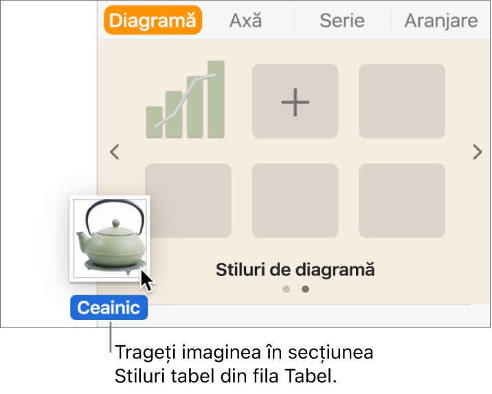 Tragerea unei imagini în panoul cu stiluri de tabel, pentru a crea un nou stil.