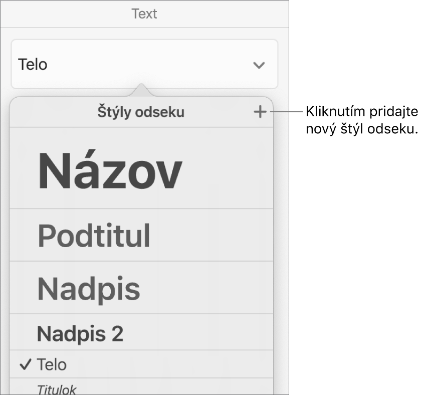 Menu Štýly odseku s bublinou na tlačidle Nový štýl.