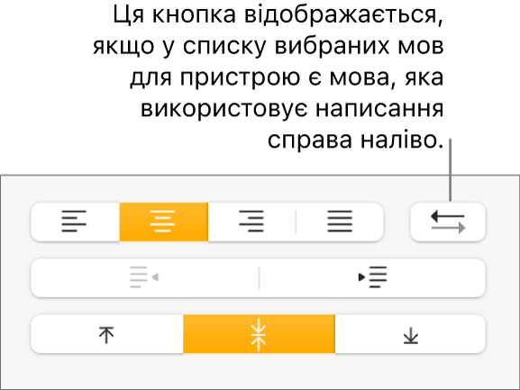 Кнопка напряму абзацу навпроти кнопок вирівнювання абзацу.