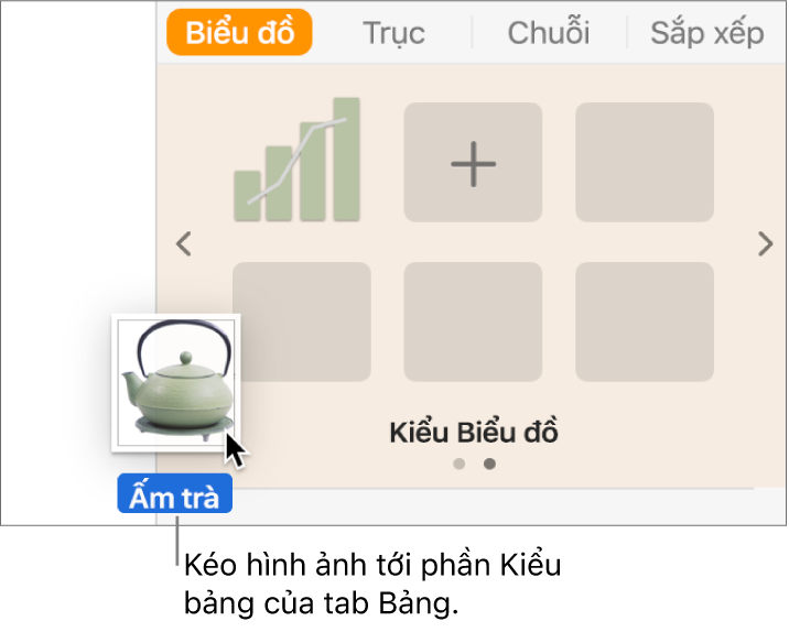 Kéo hình ảnh vào khung kiểu bảng để tạo kiểu mới.