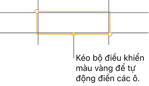 Ô đã chọn có bộ điều khiển màu vàng mà bạn có thể kéo để tự động điền ô.