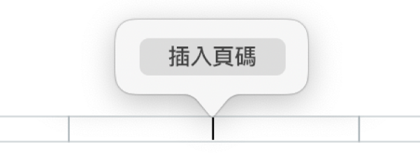 頁首下方的「插入頁碼」按鈕。