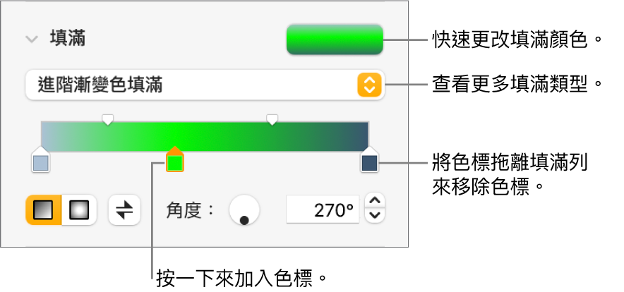 以顏色填滿物件的控制項目。