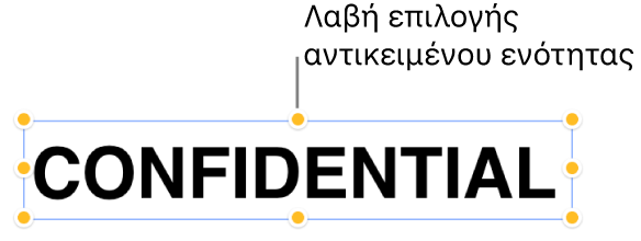 Ένα αντικείμενο με λαβές επιλογής.