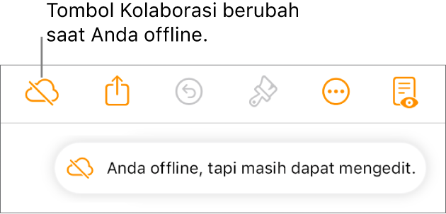 Peringatan di layar bertuliskan “Anda offline tapi masih dapat mengedit”.