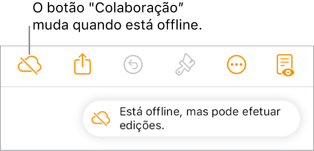 Um aviso no ecrã indica que “Está offline, mas pode efetuar edições.”