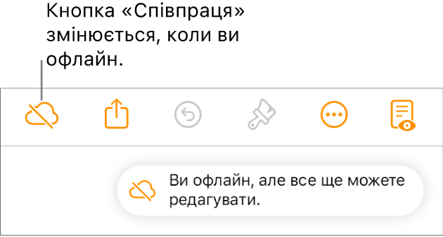 Попередження на екрані «Ви офлайн, утім ви досі можете редагувати».