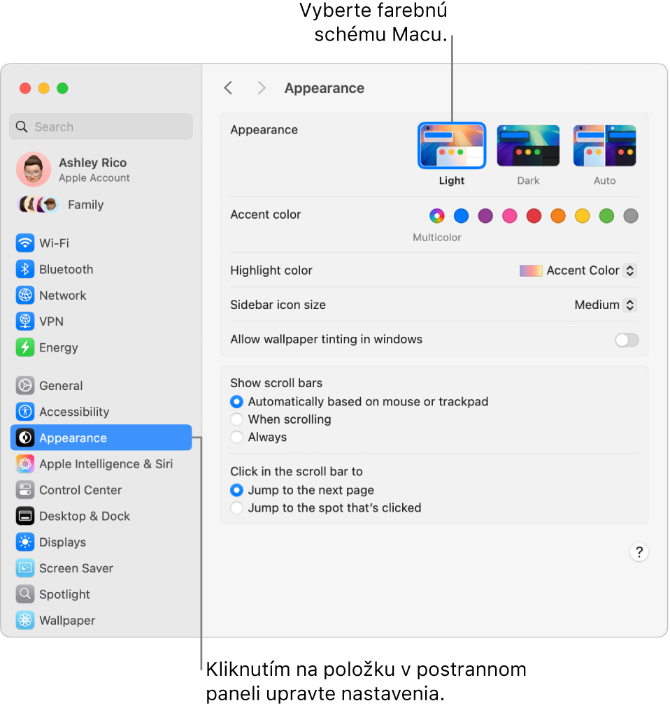 Okno Systémové nastavenia.