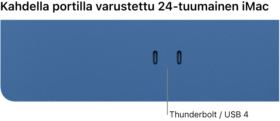 iMac, jossa näkyy kaksi Thunderbolt / USB 4 ‑porttia.