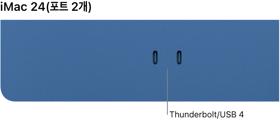 두 개의 Thunderbolt / USB 4 포트가 있는 iMac.