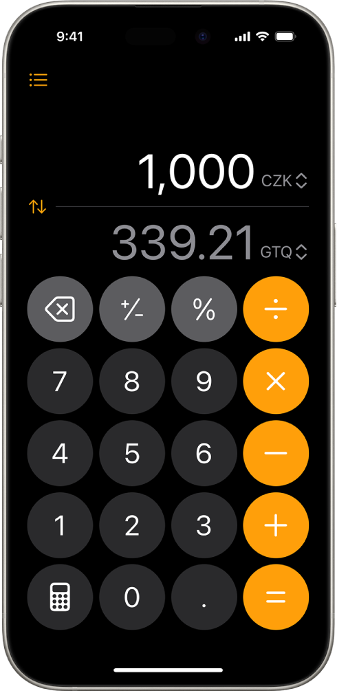 The basic calculator with a currency conversion.