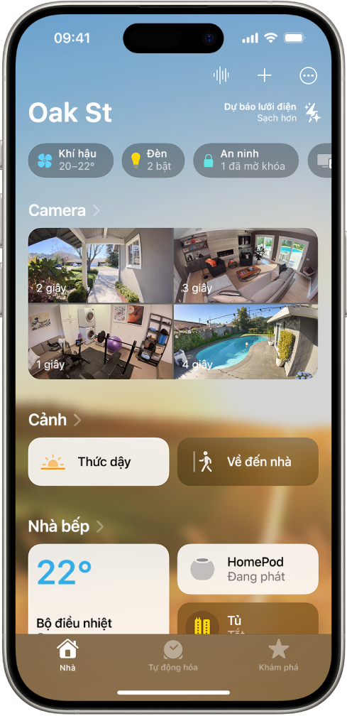 Màn hình Nhà của tôi trong ứng dụng Nhà.