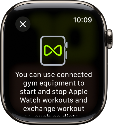 Екран на синхронизация, който се появява, когато свързвате вашия Apple Watch с фитнес уред.