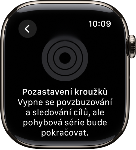 Obrazovka Pozastavit kroužky.