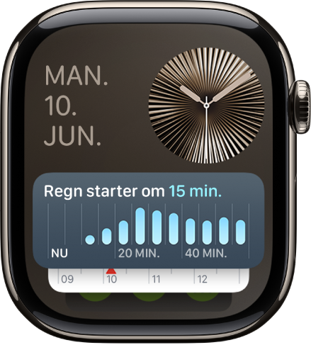 Smart stak på Apple Watch, der viser liveaktiviteter og widgets.