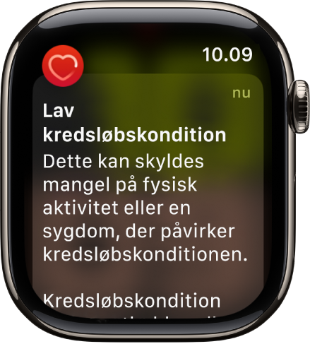 En skærm med advarsel om puls, som indikerer lav kredsløbskondition.