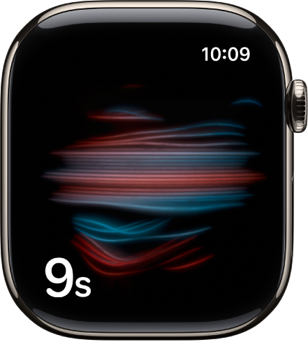 La pantalla Oxígeno en Sangre tomando una medición mientras hace una cuenta regresiva.