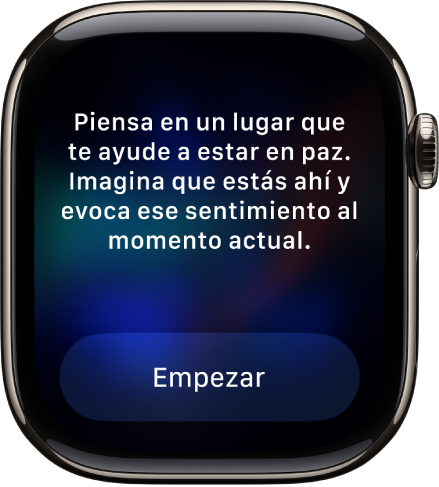 La app Atención Plena mostrando un pensamiento para reflexionar. Debajo está el botón Empezar.
