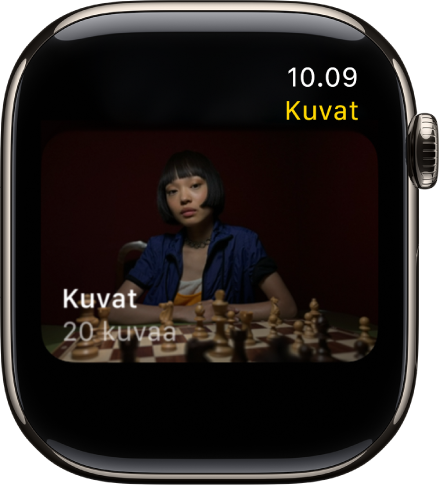 Apple Watchin Kuvat-appi, jossa näkyy Ystävät-niminen albumi.