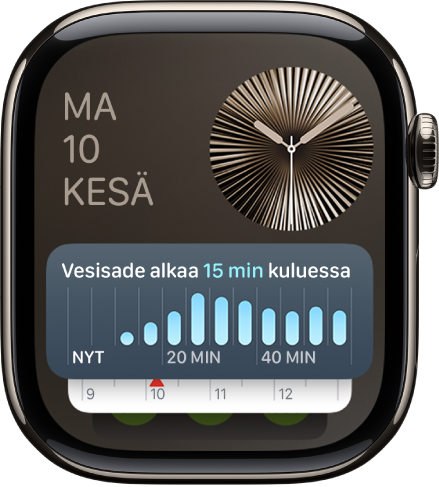 Apple Watchin älykkäässä pinossa näkyy liveseurantoja ja widgettejä.