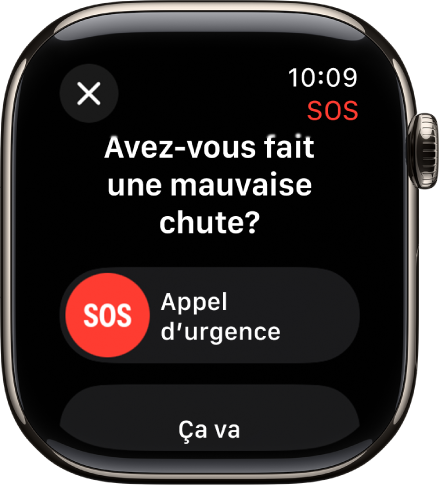 Écran de la fonction Détection de chute.
