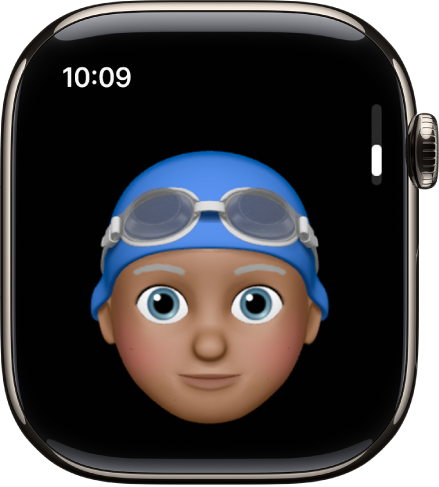 היישום Memoji ב‑Apple Watch שבו מוצגים פנים.