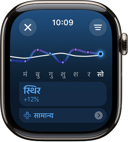 ऐक्टिविटी ऐप में एक स्क्रीन जो ट्रेनिंग लोड का अनुमान दिखा रही है।