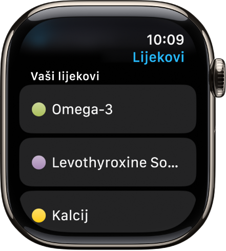 Aplikacija Lijekovi s popisom svih lijekova.