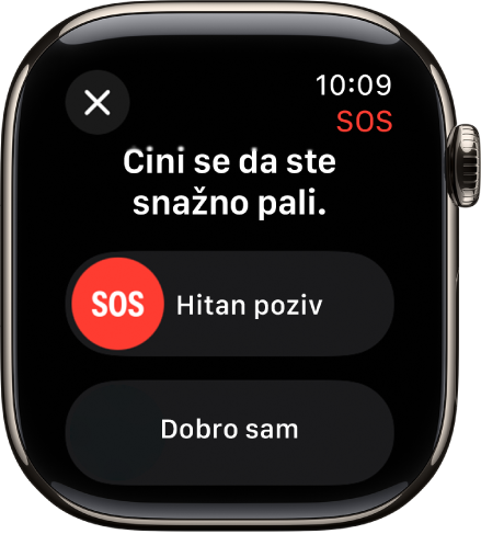 Zaslon Detekcije pada.