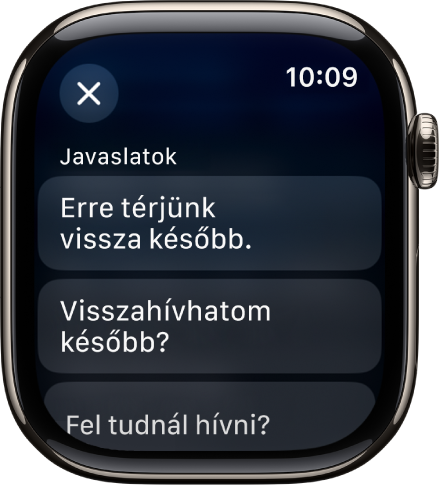 A Mail app három intelligens válasszal.