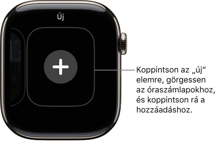 Új óraszámlap képernyője, középen plusz gombbal. Új óraszámlap hozzáadásához koppintson rá.