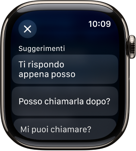 L’app Mail con tre risposte smart.