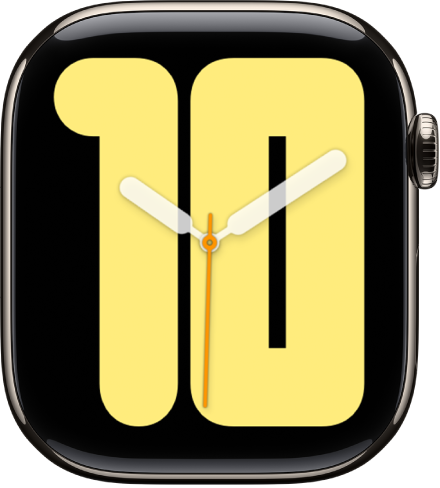 Ciparnīca Numerals Mono, kurā analogie rādītāji atrodas virs liela skaitļa, kurš apzīmē stundu.