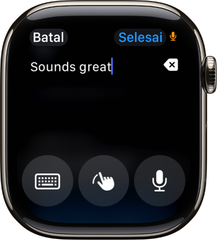 Skrin medan teks menunjukkan mesej di bahagian atas skrin. Butang Papan Kekunci Atas Skrin, Coretan dan Perencanaan di bahagian bawah skrin.