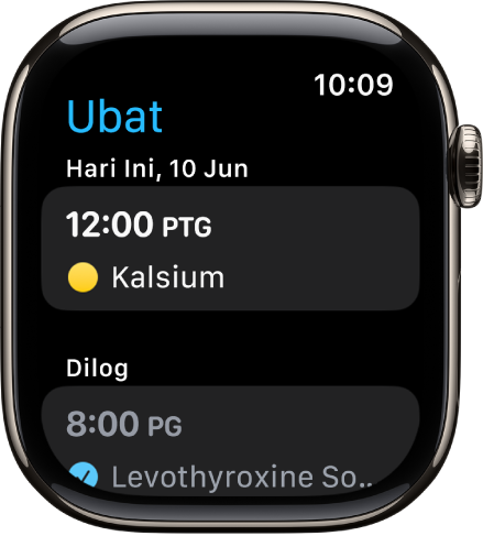 App Ubat menunjukkan ubat yang dijadualkan dan dilog.