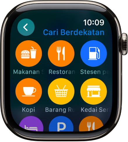 Skrin Peta menunjukkan kategori lokasi.
