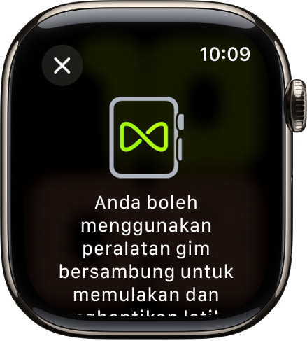 Skrin berpasangan yang kelihatan apabila anda memasangkan Apple Watch anda dengan peralatan gim.