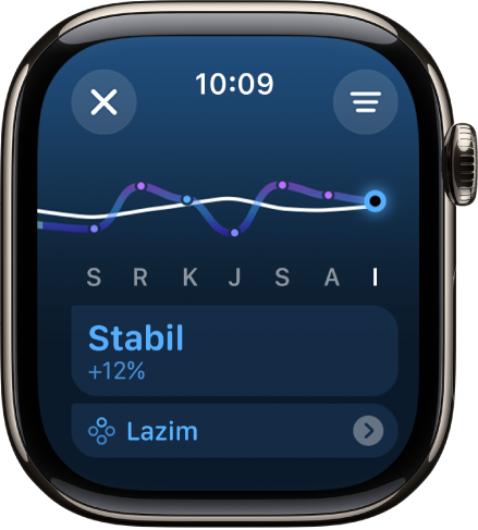 Skrin dalam app Aktiviti menunjukkan anggaran Beban Latihan.