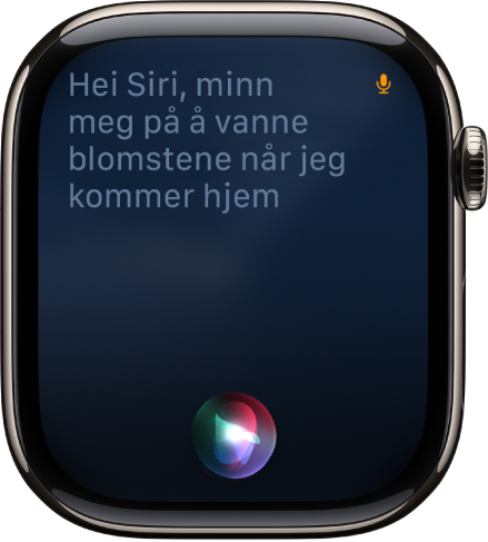 Siri-skjermen som viser en forespørsel om å angi en påminnelse.