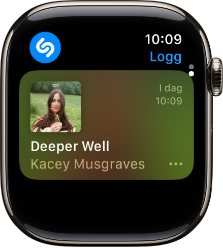 En skjerm som viser sanger som Musikkgjenkjenning har gjenkjent tidligere.