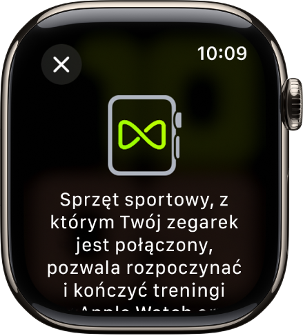 Ekran łączenia Apple Watch w parę ze sprzętem sportowym.