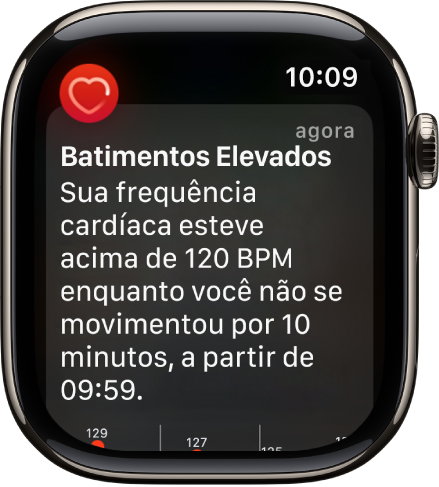 Tela Alerta de Batimentos Cardíacos indicando a detecção de batimentos elevados.