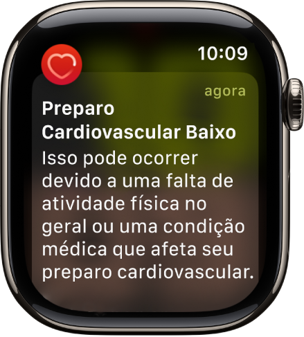 Um alerta de Batimentos, indicando um preparo cardiovascular baixo.