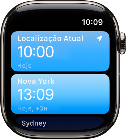 App Relógio com uma lista de cidades.